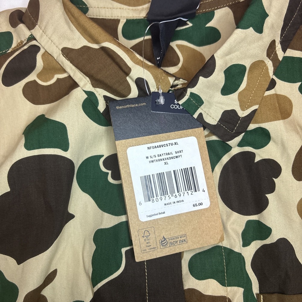 The North Face Shirt Mens XL Duck Camo Short Sleeve Pocket Button Up - Picture 2 of 16